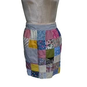 Homemade Half Apron skirt Reversable Patchwork with pocket tie behind cooking